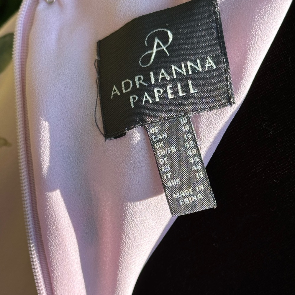 Adrianna Papell Pink Multi-Color V-Neck Flor Mermaid Hem Dress Size 10 - Picture 8 of 12